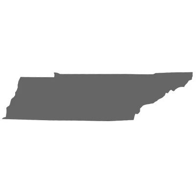 Solid gray silhouette of the state of Tennessee on a white background, perfect for illustrating topics related to security licenses or state security license requirements.