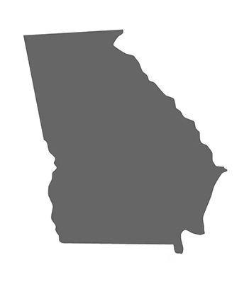 Solid gray silhouette of the state of Georgia, depicted with clean edges and no additional markings or labels—ideal for representing a professional security service or showcasing state security license credentials.